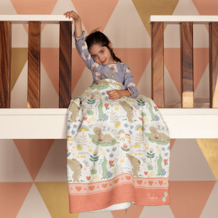 Niedliches Koala-Muster mit kleinem Mädchennamen a Fleecedecke