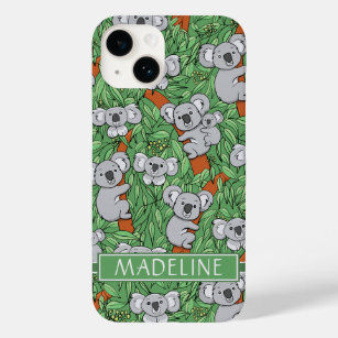 Niedliches Koala-Muster personalisieren Grün Case-Mate iPhone 14 Hülle