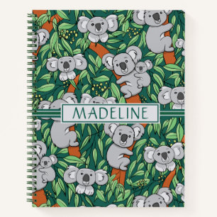 Niedliches Koala Muster Personalisiert Hunter Gree Notizbuch