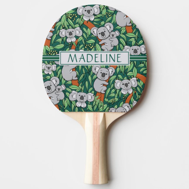 Niedliches Koala Muster Personalisiert Jäger Grün Tischtennis Schläger (Vorderseite)