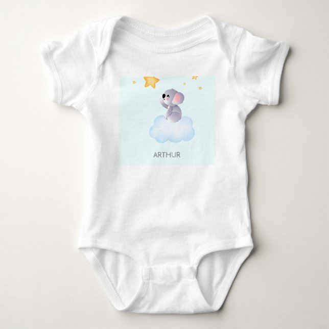 Niedliches Koala sitzt in der Wolke Baby Strampler (Vorderseite)
