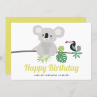 Niedliches Koala und Toucan Tropical Happy Geburts