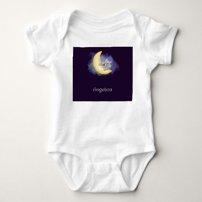 Niedliches Koalas auf dem Mond Baby Strampler (Vorderseite)