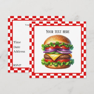 Niedliches Koch-out Hamburger personalisierbares P Einladung