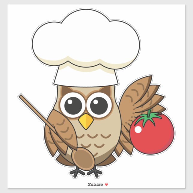 Niedliches Kochen Owl Cartoon Aufkleber (Blatt)