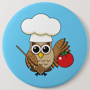 Niedliches Kochen Owl Cartoon Button