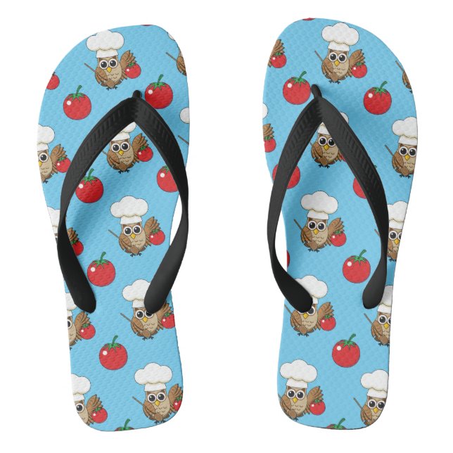 Niedliches Kochen Owl Cartoon Flip Flops (Fußbett)