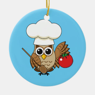 Niedliches Kochen Owl Cartoon Keramik Ornament