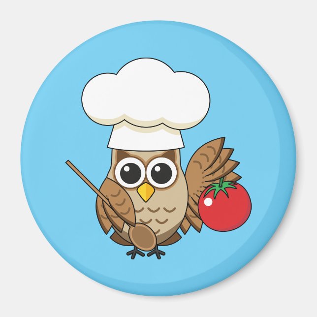 Niedliches Kochen Owl Cartoon Magnet (Vorne)