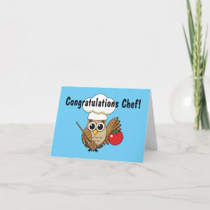 Niedliches Kochen Owl Cartoon Text hinzufügen Karte