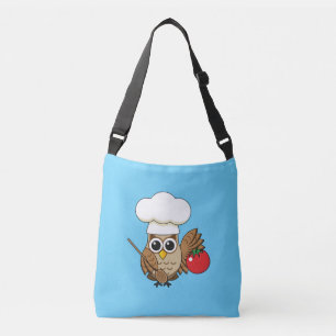 Niedliches Kochen Owl Cartoon Tragetaschen Mit Langen Trägern