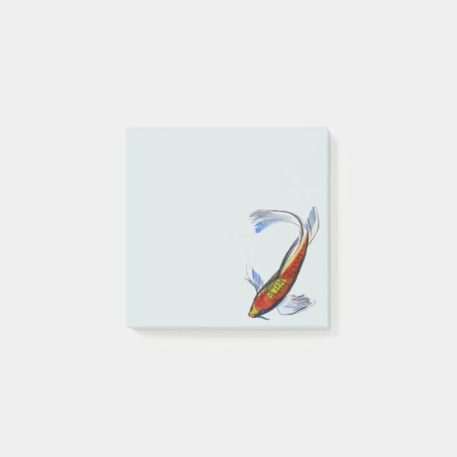 Niedliches Koi-Aquarellkunstpapier Post-it Klebezettel (Vorderseite)