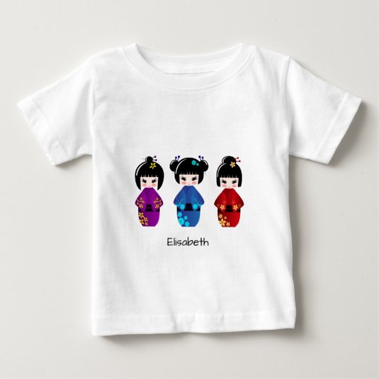 Niedliches kokeshi Puppen-Cartoonnamen-Baby-Shirt Baby T-shirt