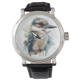 Niedliches Kookaburra an einer Zweigstelle Armbanduhr