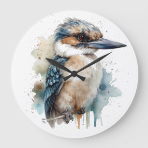 Niedliches Kookaburra an einer Zweigstelle Große Wanduhr