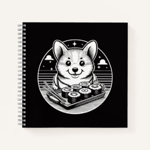 Niedliches Korgi mit Sushi Kawaii Tieren Notizbuch