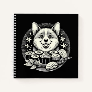 Niedliches Korgi mit Sushi Kawaii Tieren Notizbuch