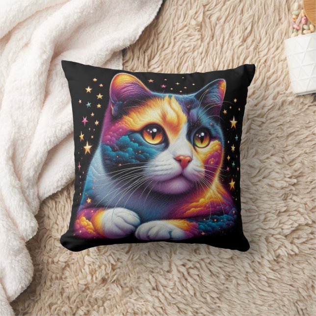 Niedliches kosmisches Katzenkissen! Kissen (Decke)