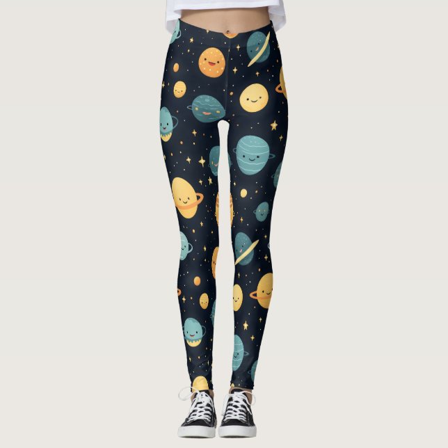 Niedliches Kosmos-Muster Leggings (Vorderseite)