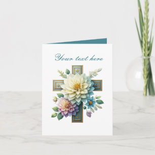 Niedliches Kreuz mit Rose, anpassbar Karte