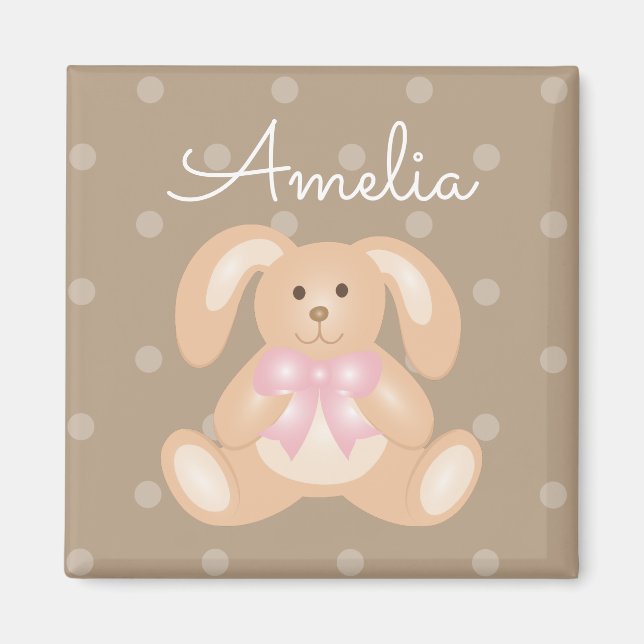 Niedliches, kuddelrosa Ribbon Bunny Rabbit Fügen S Magnet (Vorne)