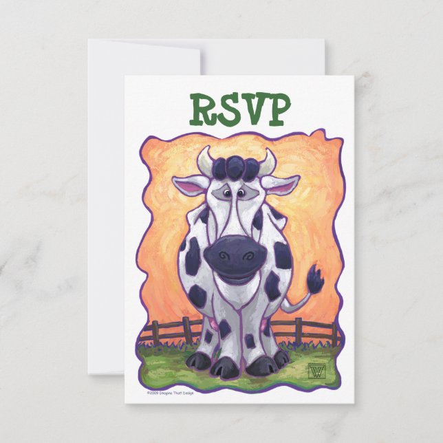 Niedliches Kuh Party Center UAWG RSVP Karte (Vorderseite)
