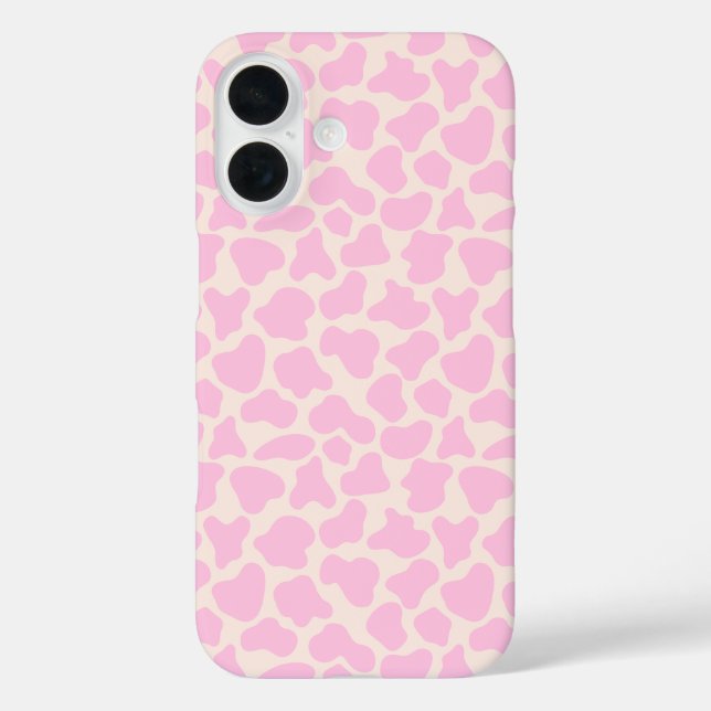 Niedliches Kuh-Tierdruckmuster Ästhetisch rosa iPhone 16 Hülle (Rückseite)