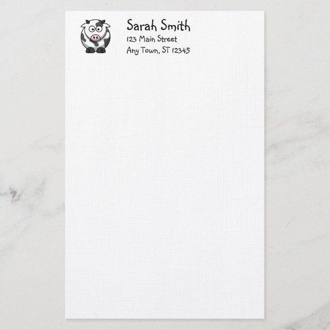Niedliches Kuhgeschirr Briefpapier (Vorderseite)