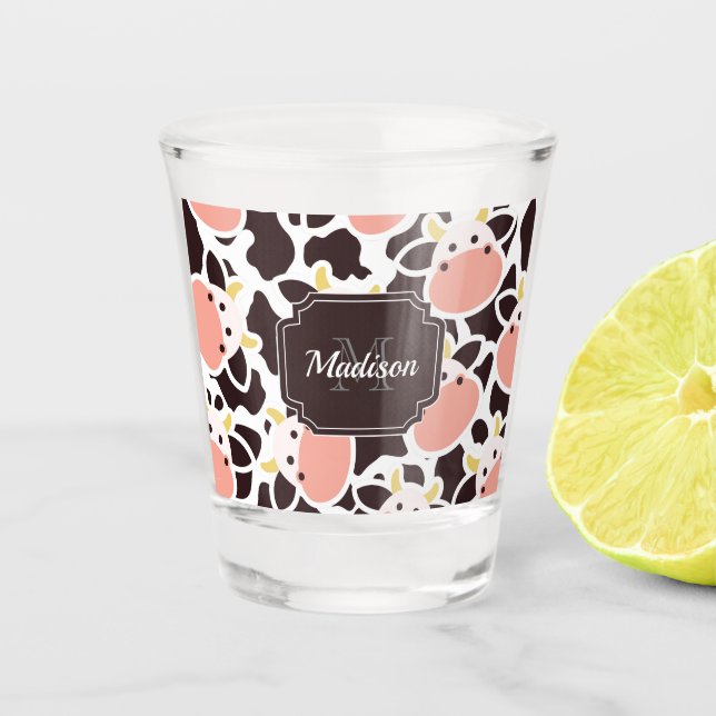 Niedliches Kuhmuster Schnapsglas (Vorderseite)