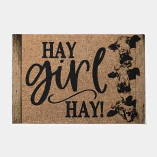 Niedliches Kuhschild, Hay Girl Hay Bauernhof  Fußmatte