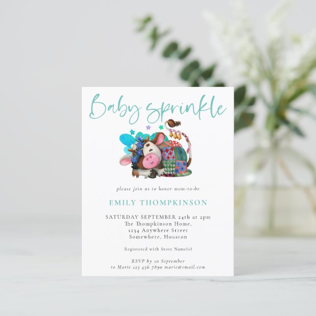 Niedliches Kuhschlafen Aquamarines Baby Sprinkle e (Stehend Vorderseite)