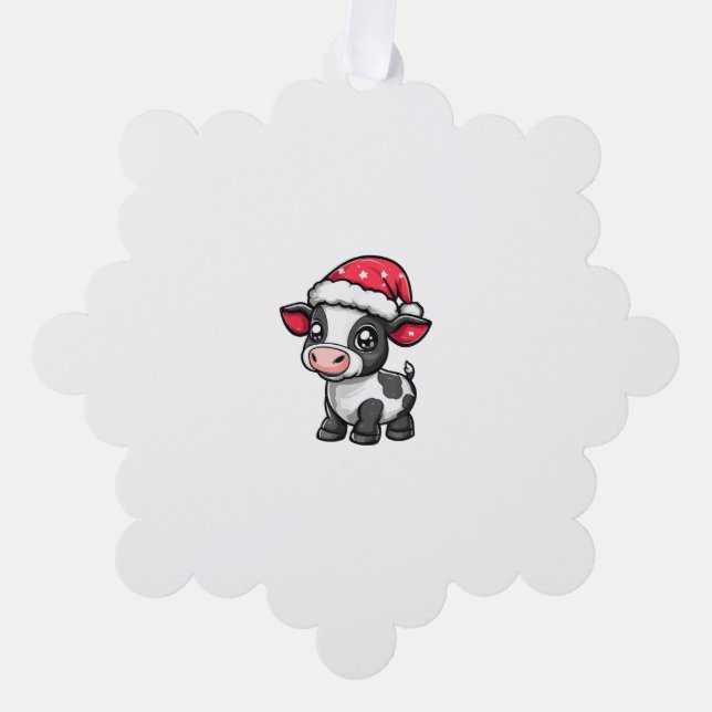 Niedliches Kuhweihweihnachtsfest X-Mas Ornament Karte (Vorderseite)