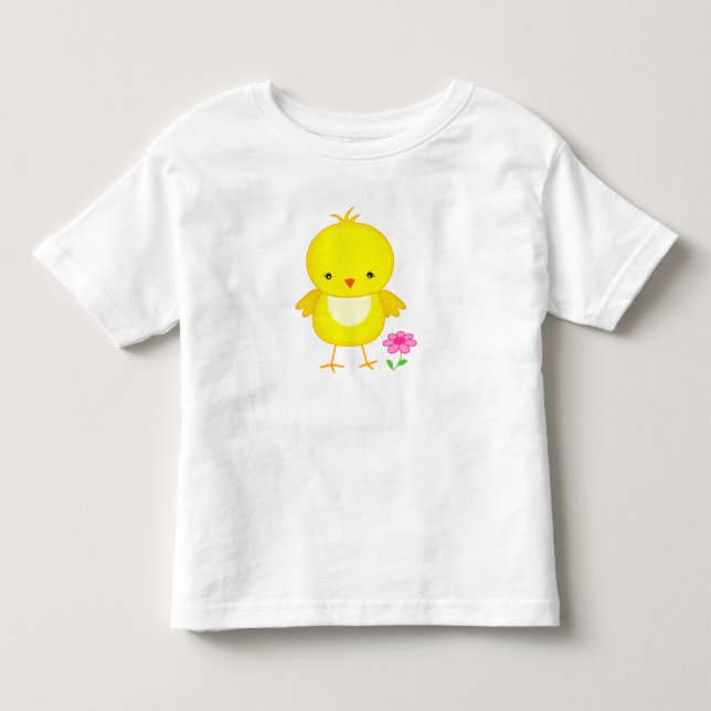 Niedliches Küken mit Blume Kleinkind T-shirt (Vorderseite)
