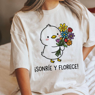 Niedliches Küken mit Blumen Lächeln & Blühen Tri-Blend Shirt