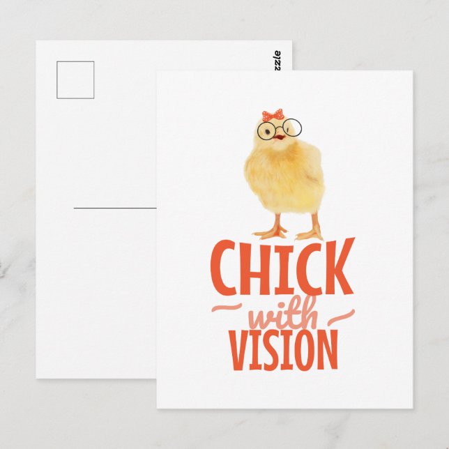 Niedliches Küken mit Brille - Küken mit Sehvermöge Postkarte (Vorne/Hinten)