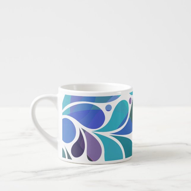 Niedliches Künstlerisches Aqua Blau, Lila Aquarell Espressotasse (Links)