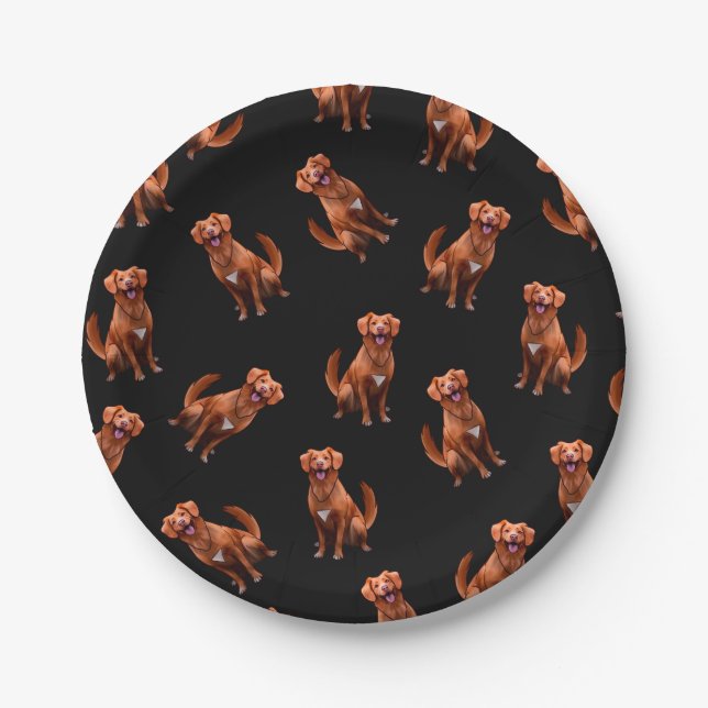 Niedliches Künstlerisches Golden Retriever Hundemu Pappteller (Vorderseite)