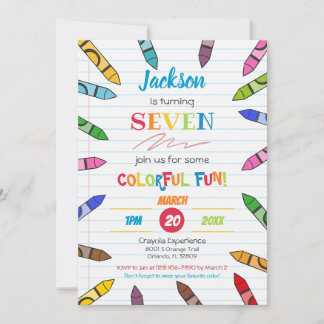 Niedliches Kunstpapier von Crayon Colorful Party 7 Einladung