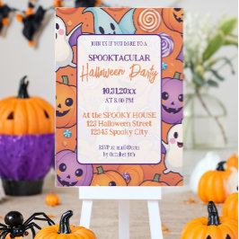 Niedliches Kürbis Halloween-Party Orange Lila Einladung