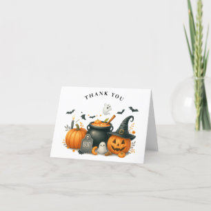 Niedliches Kürbisgeschlecht, neutrale Halloween-Ki Dankeskarte