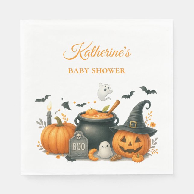 Niedliches Kürbisgeschlecht, neutrale Halloween-Ki Serviette (Vorderseite)