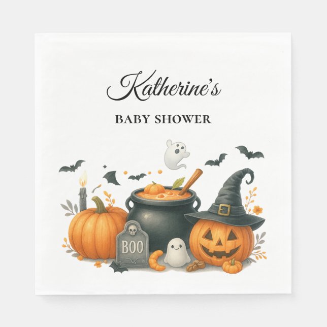 Niedliches Kürbisgeschlecht, neutrale Halloween-Ki Serviette (Vorderseite)