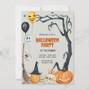 Niedliches KürbisHalloween-Party mit eigener Marke Einladung
