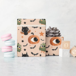 Niedliches Kürbismonster und Bat Pattern Halloween Geschenkpapier