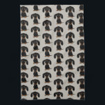 Niedliches kurzhaariges Schwarzes und Geschirrtuch<br><div class="desc">Die Küchen-Tuch des Dackel-Hundeliebhabers</div>