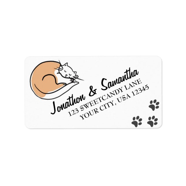 Niedliches Label für Cat & Paw-Druck Adressaufkleber (Vorne)