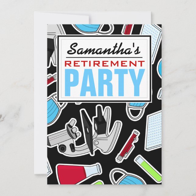 Niedliches Laborthema Retirement Party Einladung (Vorderseite)
