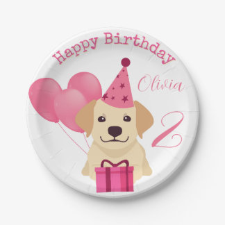 Niedliches Labrador Retriever Happy Birthday Paper Pappteller