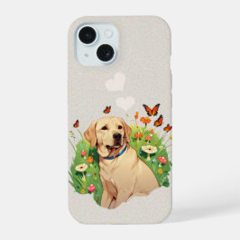 Niedliches Labrador Retriever mit Schmetterlingen iPhone 15 Hülle