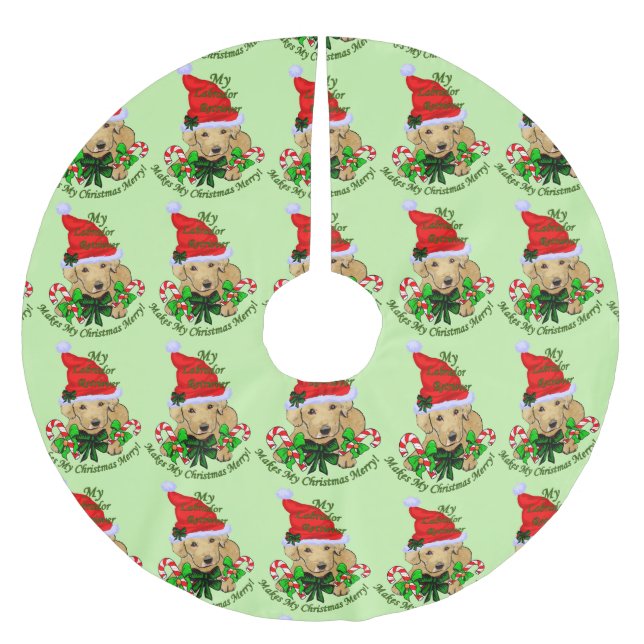 Niedliches Labrador Retriever Polyester Weihnachtsbaumdecke (Vorderseite)